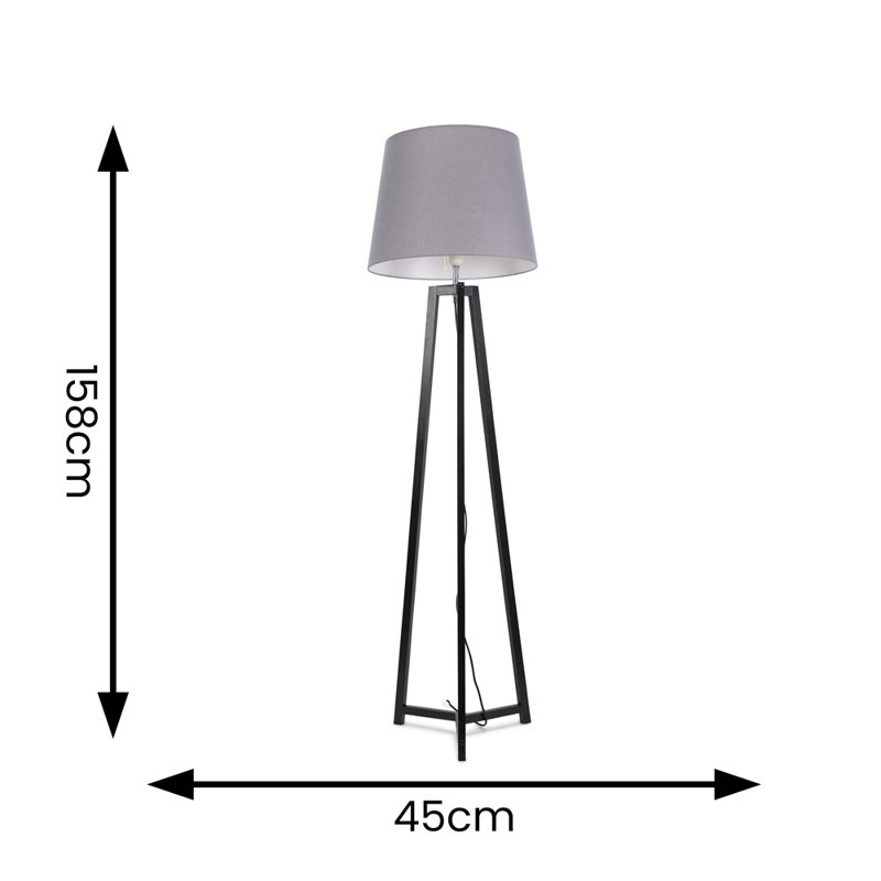 Rhavyn 148cm Traditional Floor Lamp, Matte Black, Grey