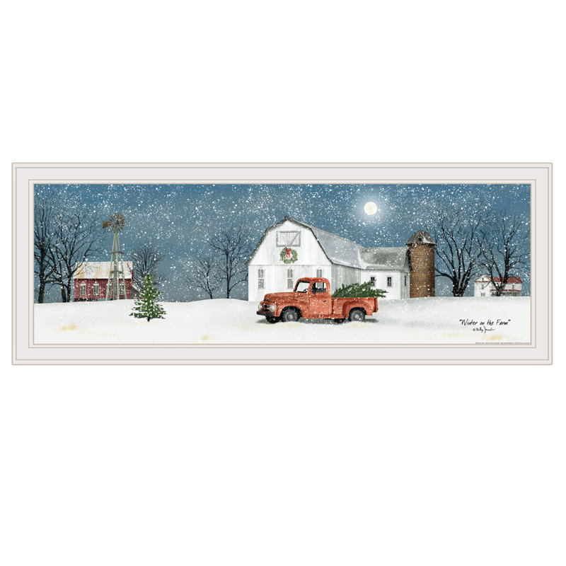 «Winter on the Farm», art mural encadré pour le salon, impression murale par Billy Jacobs, Blanc