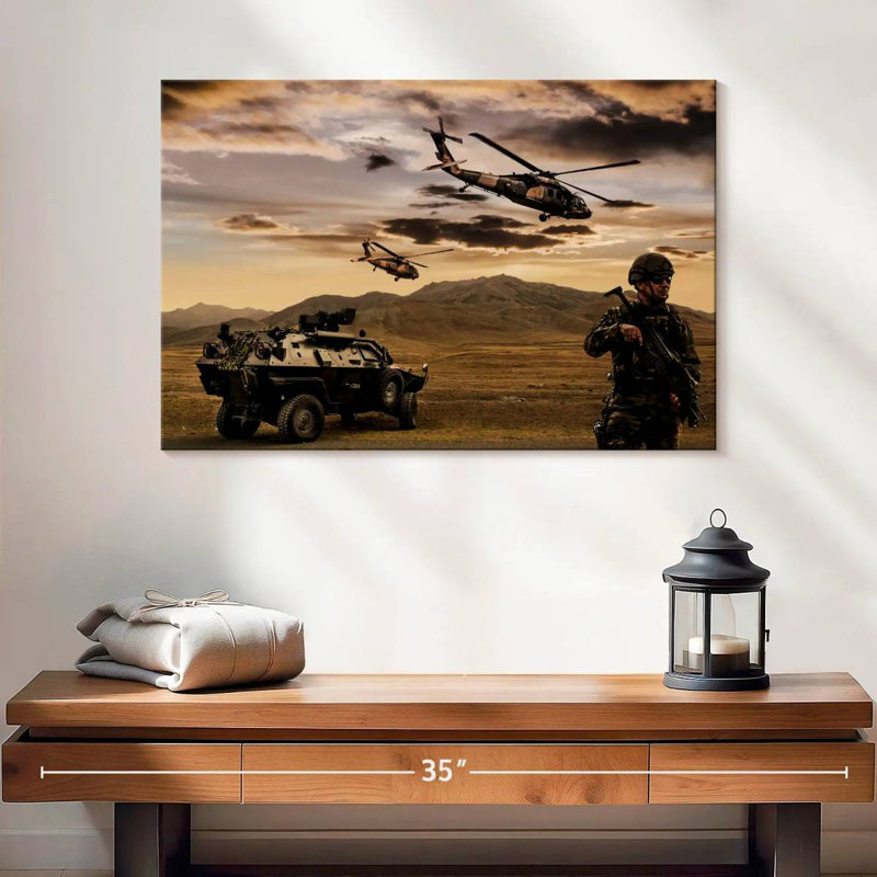 Military Operation, 16" H x 24" W