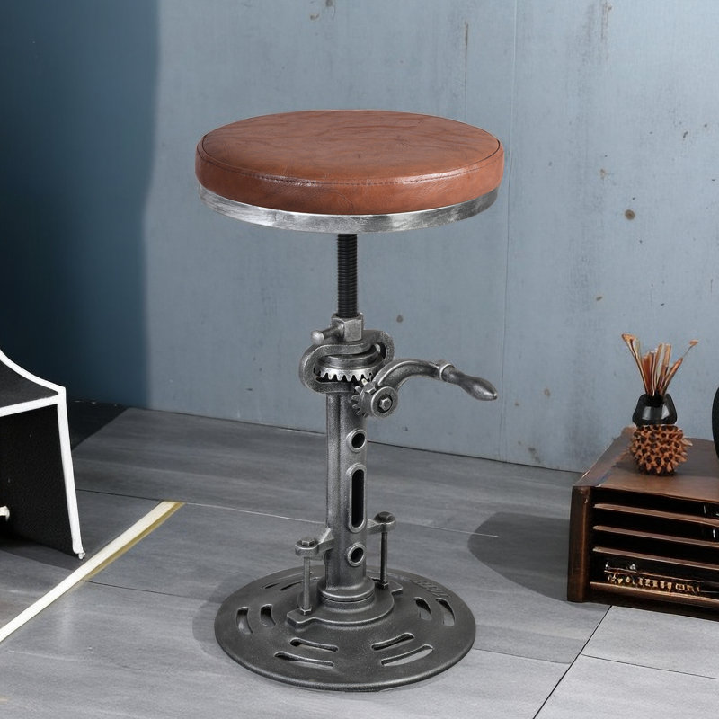 Jeptha Swivel Upholstered Adjustable Height Counter Stool with Metal Frame
