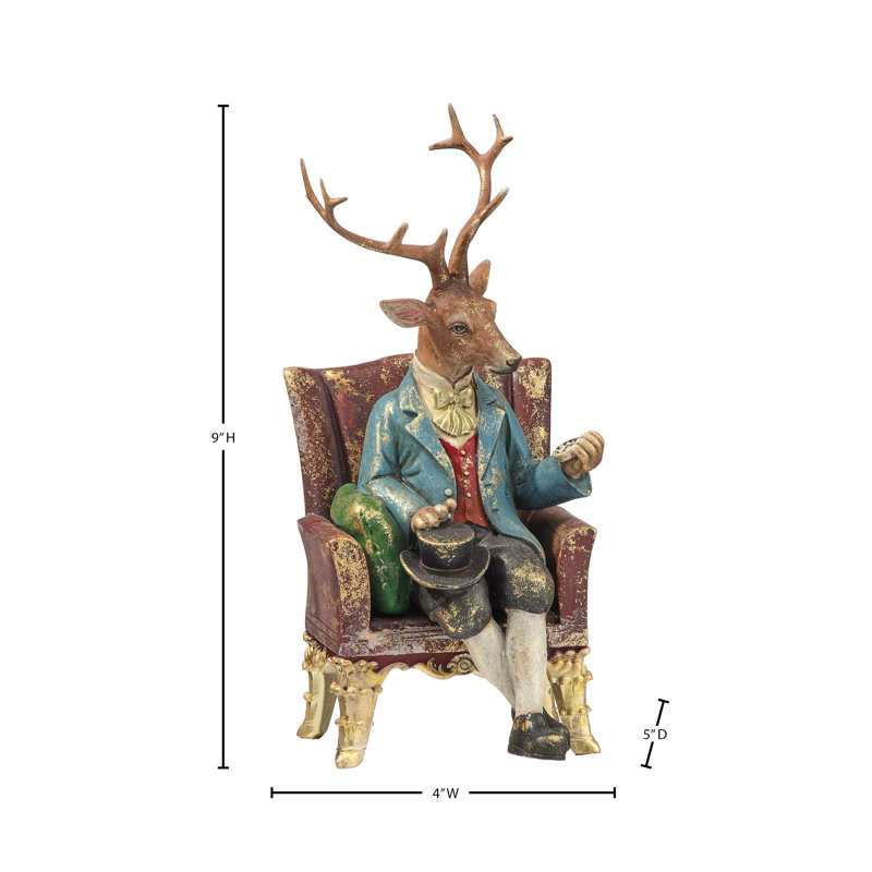 Cerf 9 po en résine avec chaise