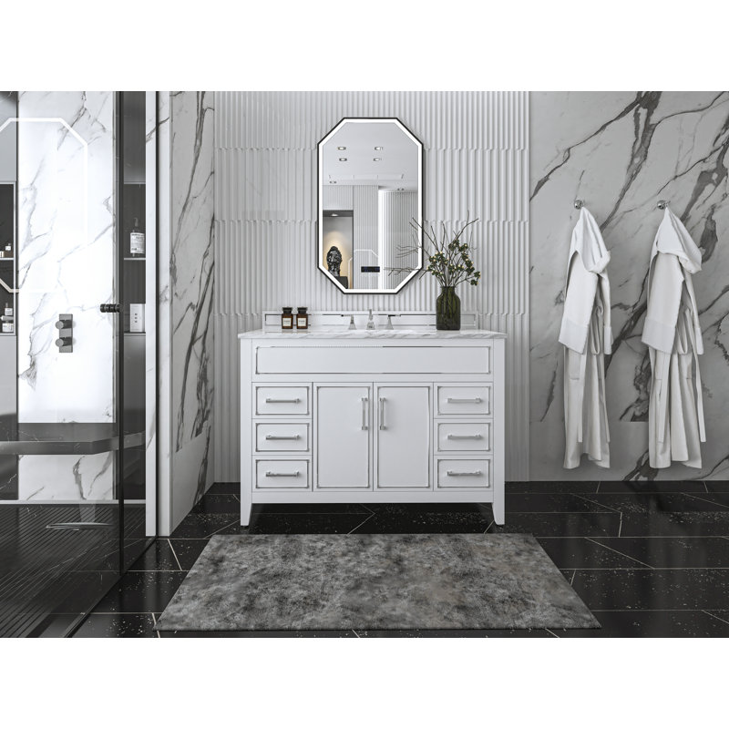 Ensemble de meuble-lavabo simple 48 po Aspen, Chrome, Blanc