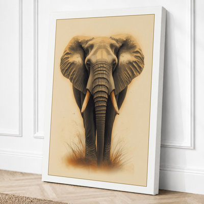 Elephant Observed Rustic - Wrapped Canvas