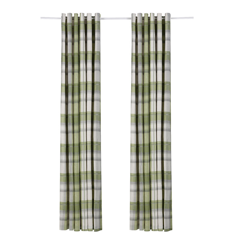 Cotton Sheer Curtain Pair, Green, Width 117 x Drop 183 cm