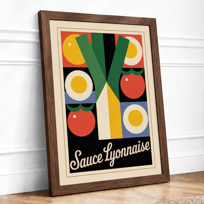 Sauce Lyonnaise Art Deco - Framed Print, A4 - 29.7 x 21.0 cm, Walnut