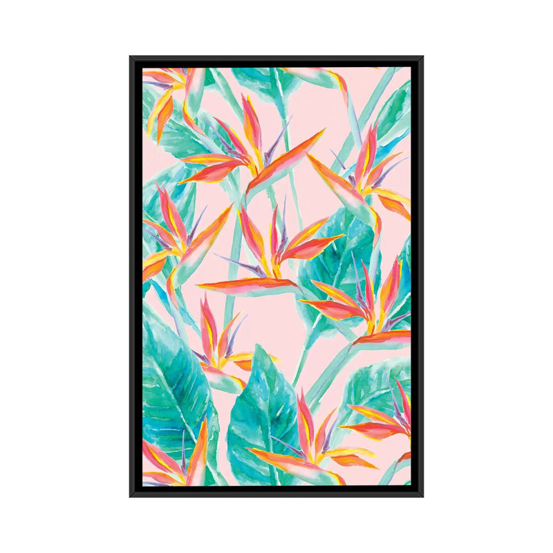 «Birds of Paradise», impression sur toile, H 48 po x l 32 po x P 1,5 po, Toile avec cadre noir, Pas de tapis