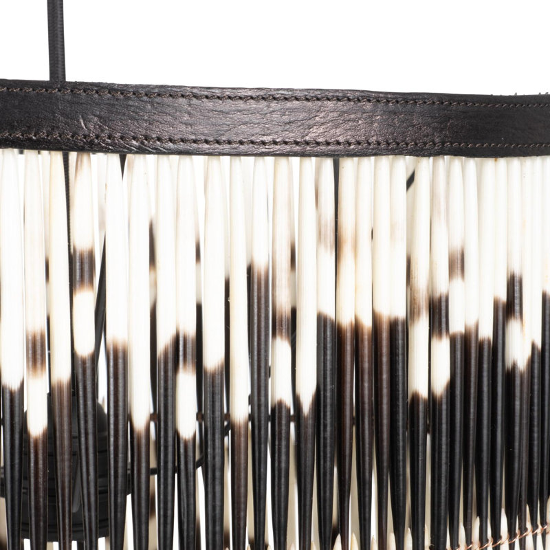 Quill Triple Drum Pendant Light  w/ Leather Trim