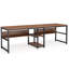 Bureau double 78,7 po pour deux personnes avec tablettes, poste de travail industriel brun rustique pour 2 personnes avec tablettes de rangement, bureau d'écriture pour bureau à domicile