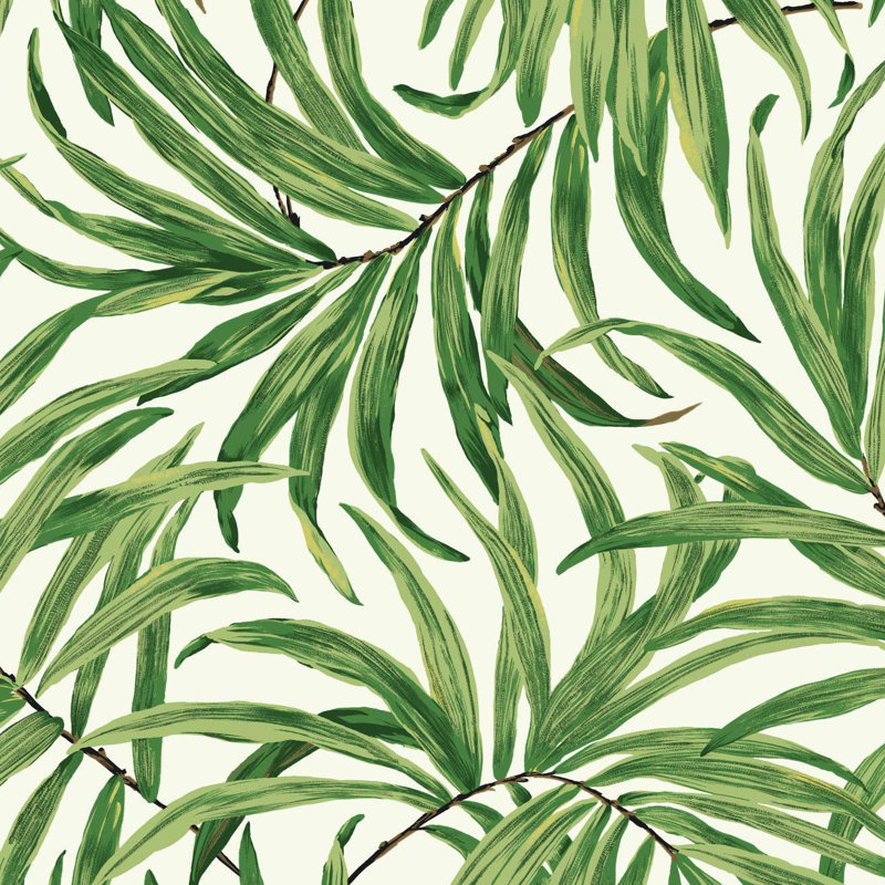 Rouleau de papier peint L 27 pi x l 27 po Wragby, Blanc / vert foncé / jaune / brun clair