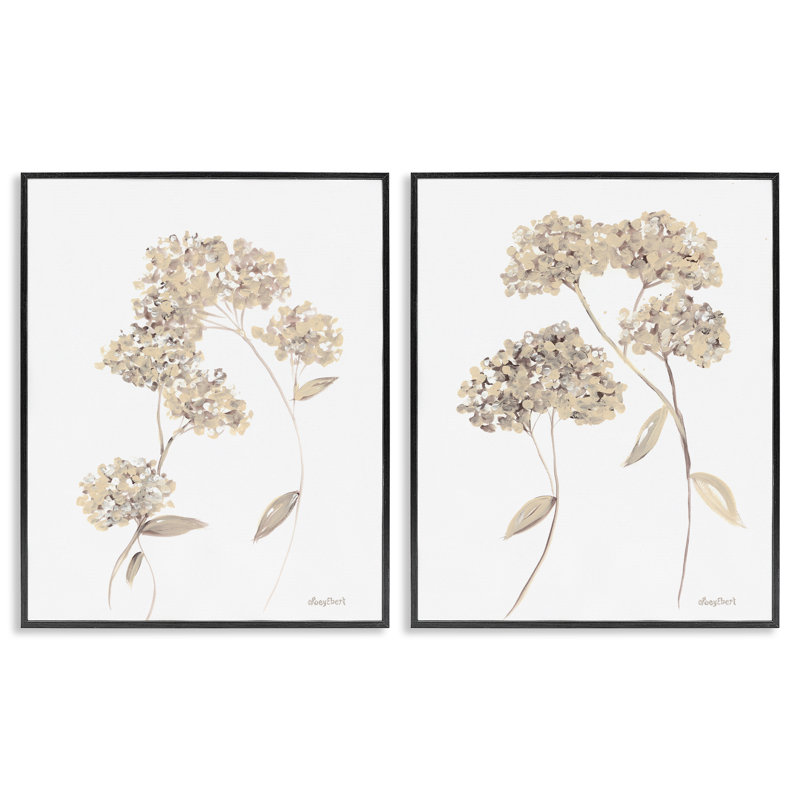 «Plain Beige Blossom Sprig», ensemble de 2 giclées encadrées par Roy Ebert, Giclée encadrée noir minuit, H 14 po x l 11 po
