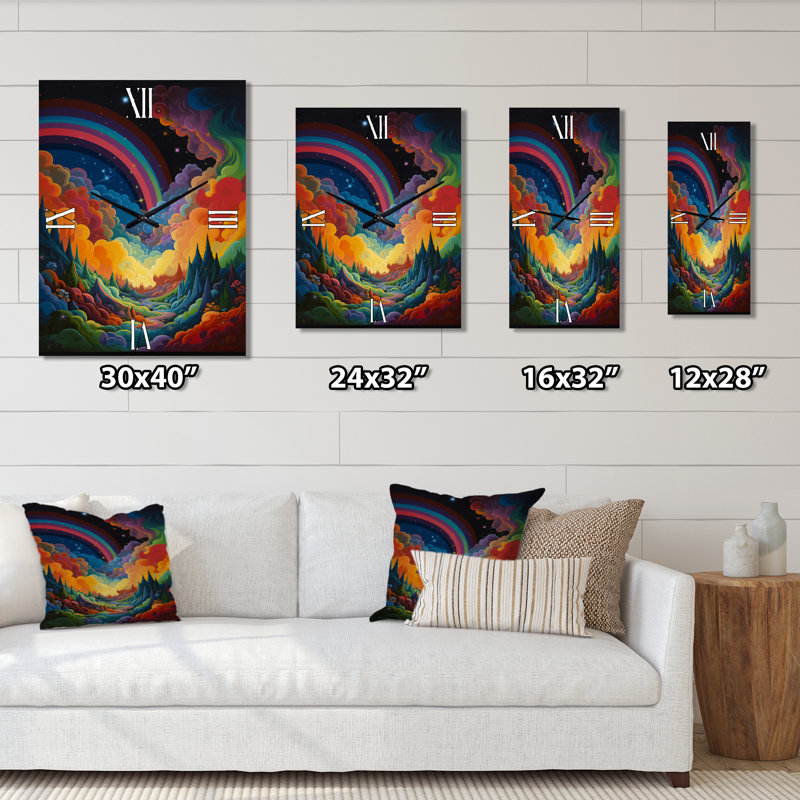 Horloge murale Rainbow Mountain, H 32 po x l 16 po x P 1 po