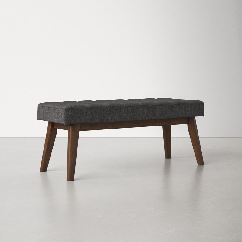 Polyester Upholstered Bench, Dark Grey