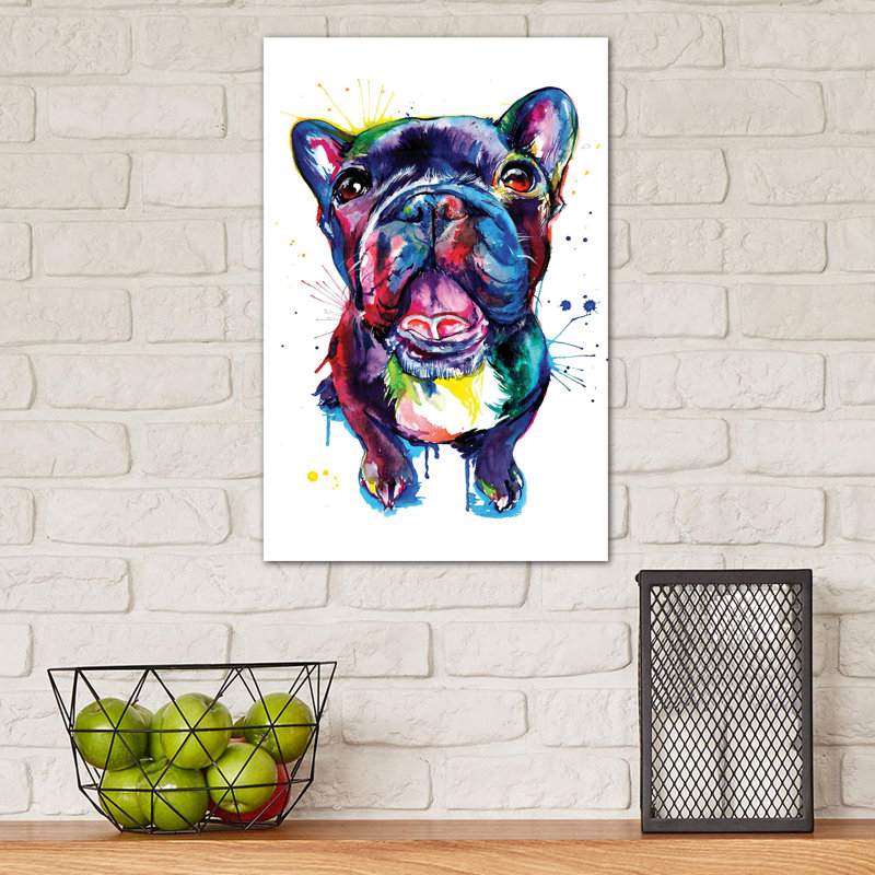 Black Frenchie by Weekday Best - Painting on Canvas, 66.04 cm H x 45.72 cm W x 3.175 cm D