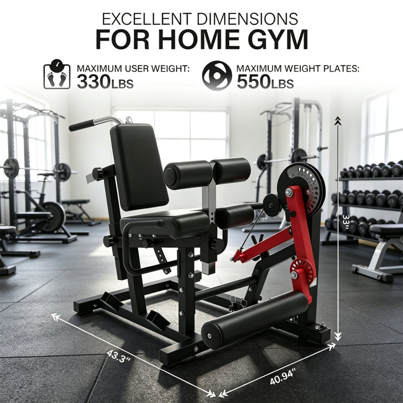 Machine pour allonger les jambes et courber les jambes allongées, appareil d'entraînement de jambes pour gymnastique à domicile à chargement par plaque, révélateur de jambes réglable à positions multiples avec système de câble lisse