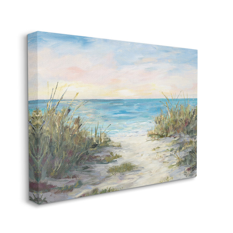 «Highland Dunes Sea Grass Ocean Path», art giclée par Julie Derice, H 16 po x l 20 po x P 1,5 po, Estampe numérique Farmhouse
