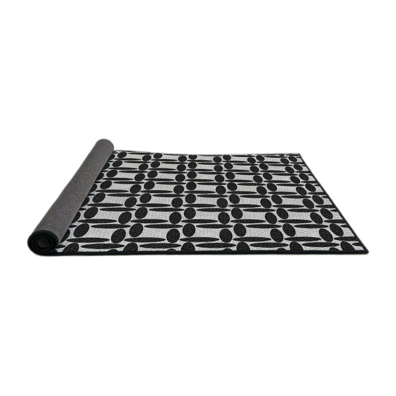 Tapis noir/blanc à motifs, Rond 3 pi