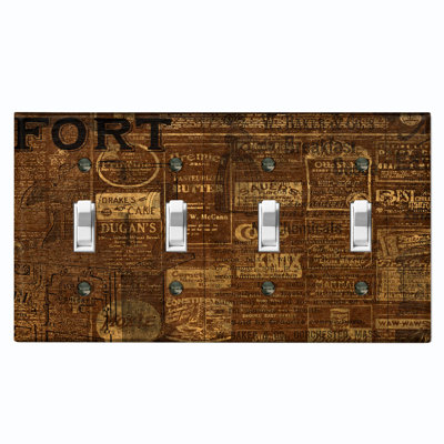 Plaque murale standard rustique à 4 branches avec interrupteur à bascule Rustic Canery