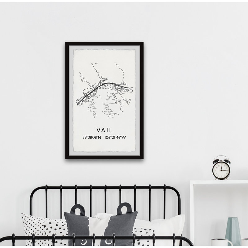 Vail, Colorado - Image encadrée d'art textuel sur papier, H 30 po x l 20 po x P 1,5 po