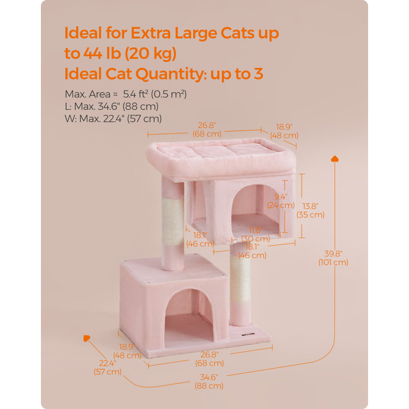 101cm H Cat Tree, Jelly Pink