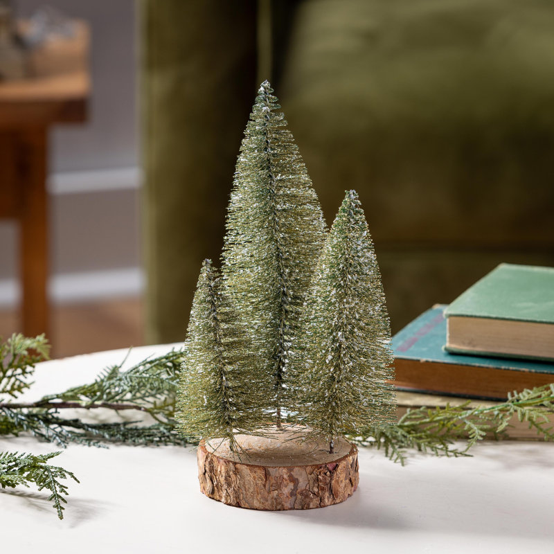 Décoration de table en plastique et bois en forme de sapin, H 9,5 po
