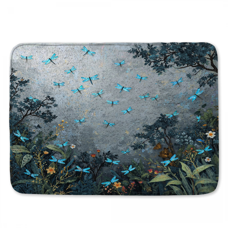 Tapis de bain bleu, L 34 po x L 21 po