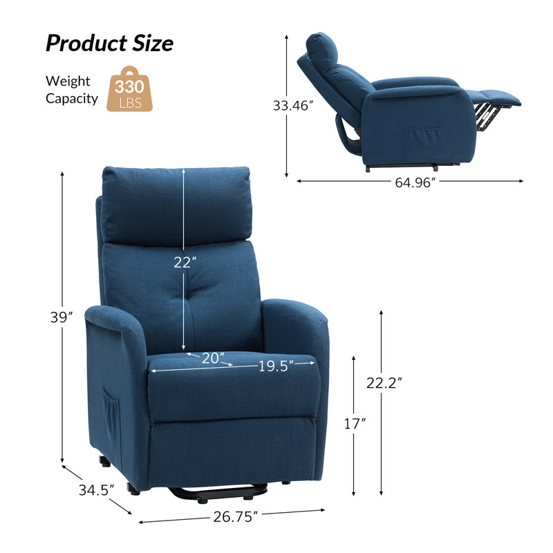 Fauteuil inclinable électrique avec dossier capitonné Armenuhi, Polyester marine
