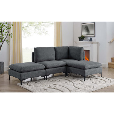 Upholstered Modular Sectional with Metal Legs