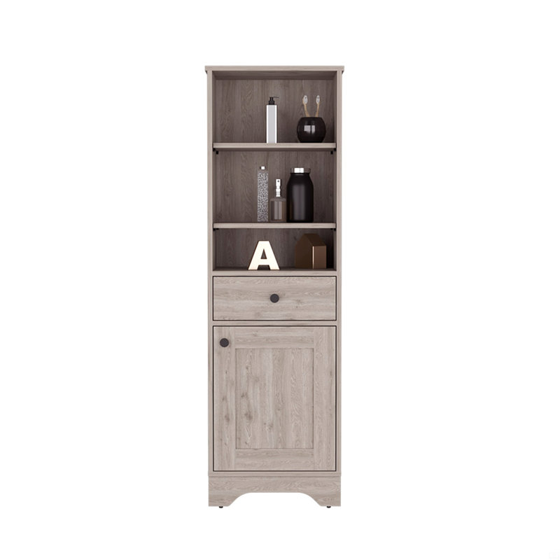 Armoire à linge brûlé, plusieurs tablettes, Gris