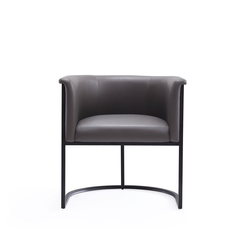 Chaise de salle à manger Bali en selle et simili cuir noir (ensemble de 2), Galet