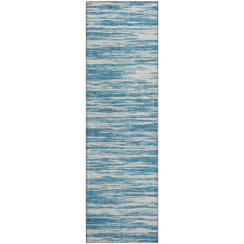 Premium Machine Washable Prisco Teal Rug, Runner 2'3" x 7'6"