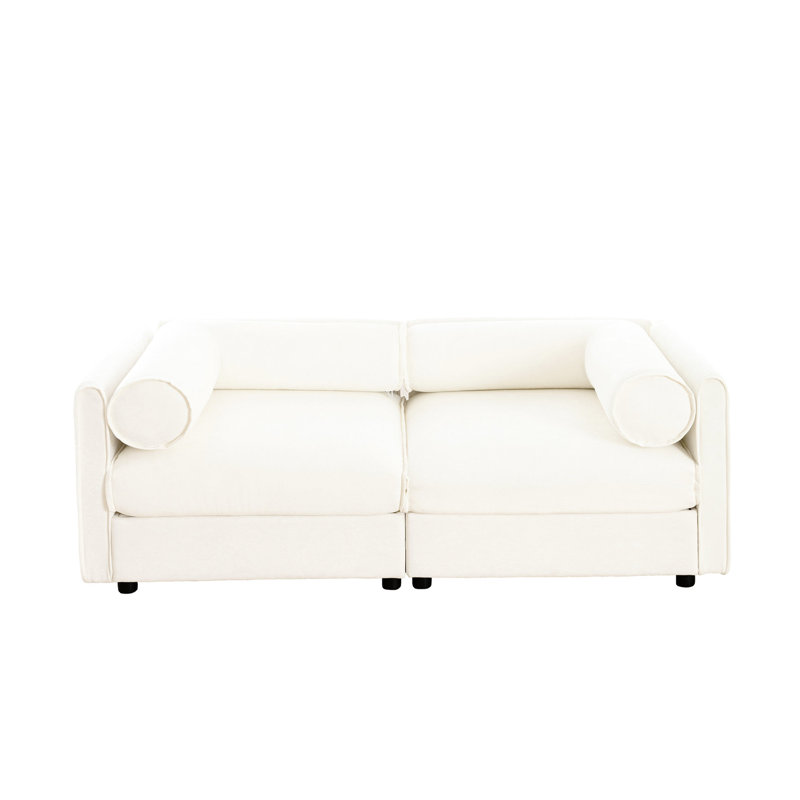 Chenille 2 élégante avec rangement, de couleur blanche, cylindrique moderne et pour une atmosphère douillette, espace de rangement intérieur caché, design ergonomique, repos paisible