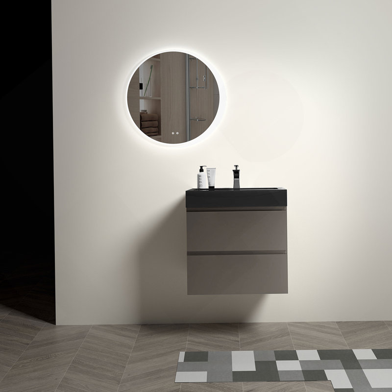 Meuble-lavabo mural flottant avec lavabo et rangement, 30", Blanc