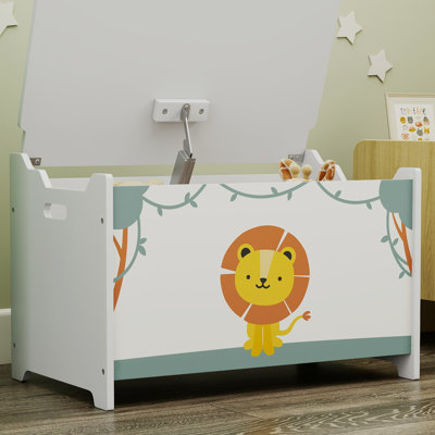 AIYAPLAY Toy Box with Lid Safety Hinges for Kids Boys Girls Toy Chest Green