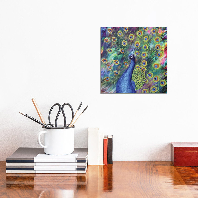 Peacock by Laura Iverson - Wrapped Canvas Painting, 30.48 cm H x 30.48 cm W