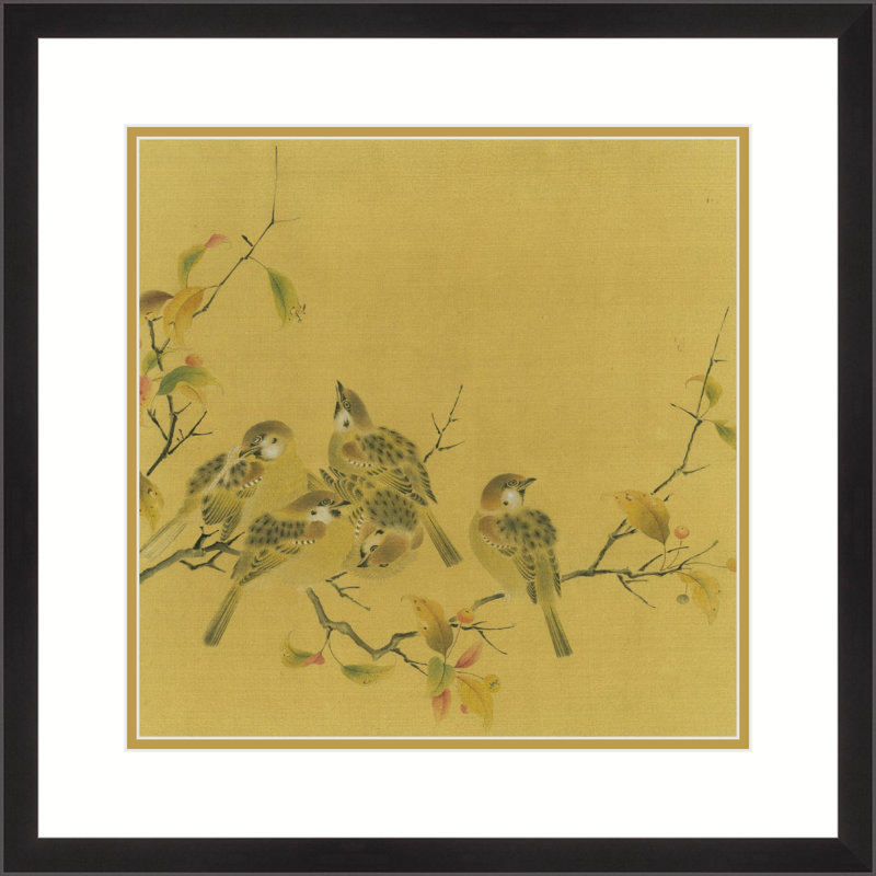 Tile Sparrows by Xiu Yitang  - Single Picture FramePainting, Black