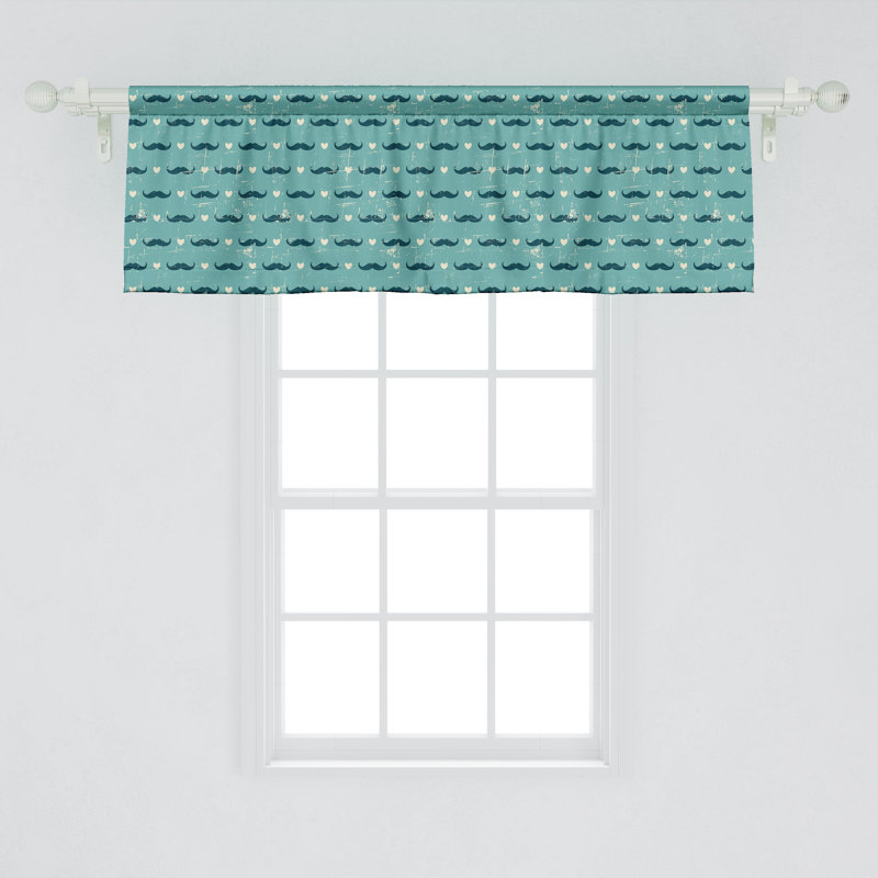 Ambesonne Hipster cantonnière paquet de 2 moustaches coeurs grunge turquoise blanc cassé, L 54 po x L 18 po