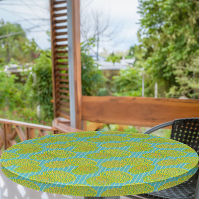 Nautical Fitted Round Tablecloth Yellow and Deep Sky Blue