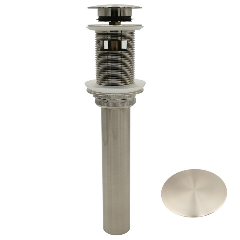Push pop-up sink drain with Overflow, Brushed Nickel
