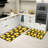 Set of 2 Lemon Print Kitchen Area Rugs, Kitchen Dining Room, Brown