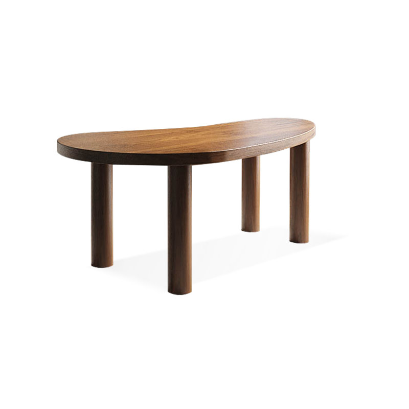 Bureau courbé en bois massif noyer clair, H 29,53 po x l 55,12 po x P 27,56 po