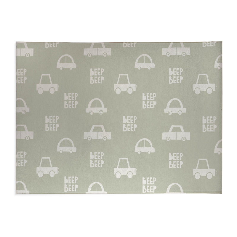 Beep Kids Play Mat, Light Green/Ivory, Rectangle 4' x 6'