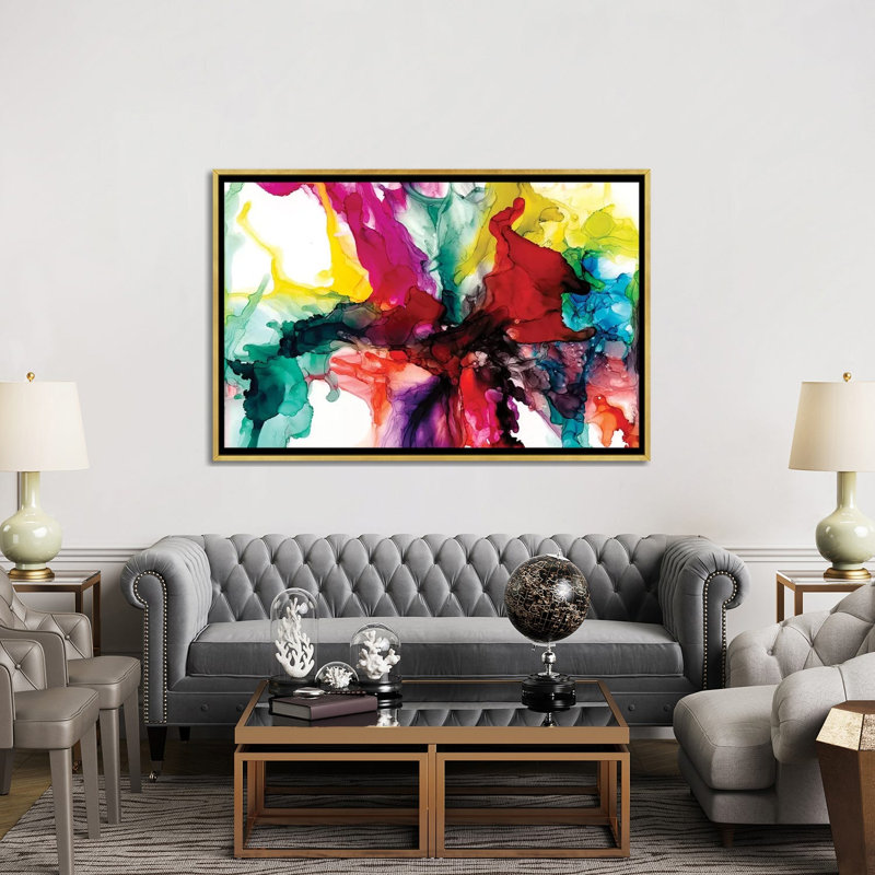 « Jeweltone Prism I » par Jennifer Goldberger-impression, H 40 po x l 60 po x 1,5 po, Toile encadrée d'or