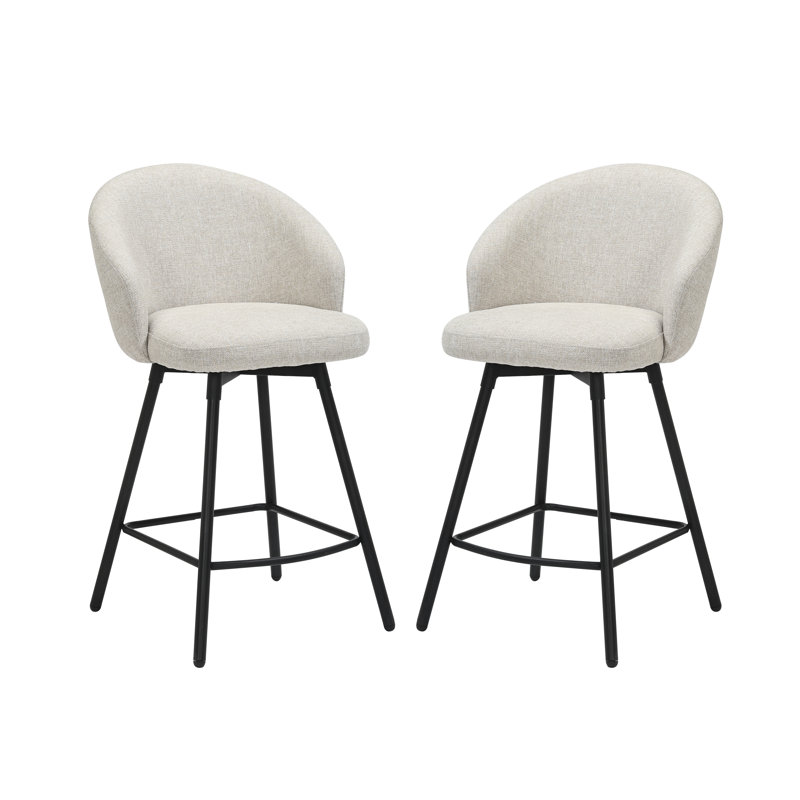 Tabouret de bar et de comptoir pivotant 26 po Yandier Sebastian (ensemble de 2), Beige