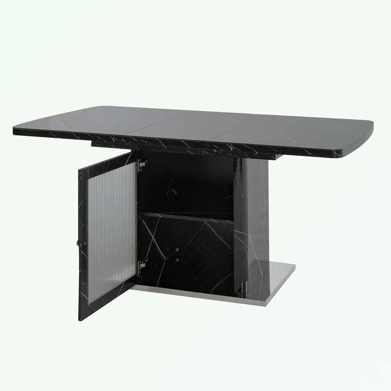  Dining Table with Storage Cabinet, Black