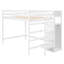Lit mezzanine double avec rangement et escalier blanc - structure en bois de pin robuste pour la chambre à coucher