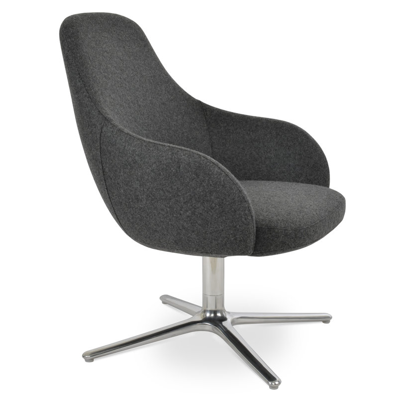 Fauteuil pivotant ovale en laine Gazel, Gris foncé