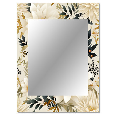 Zayid Carnation Mandalas Flowers Boho Pattern - Floral Decorative Mirror, Cottage Large Wall Mirror, Printed Metal Art