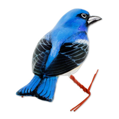Figurine en céramique lazuli bunting