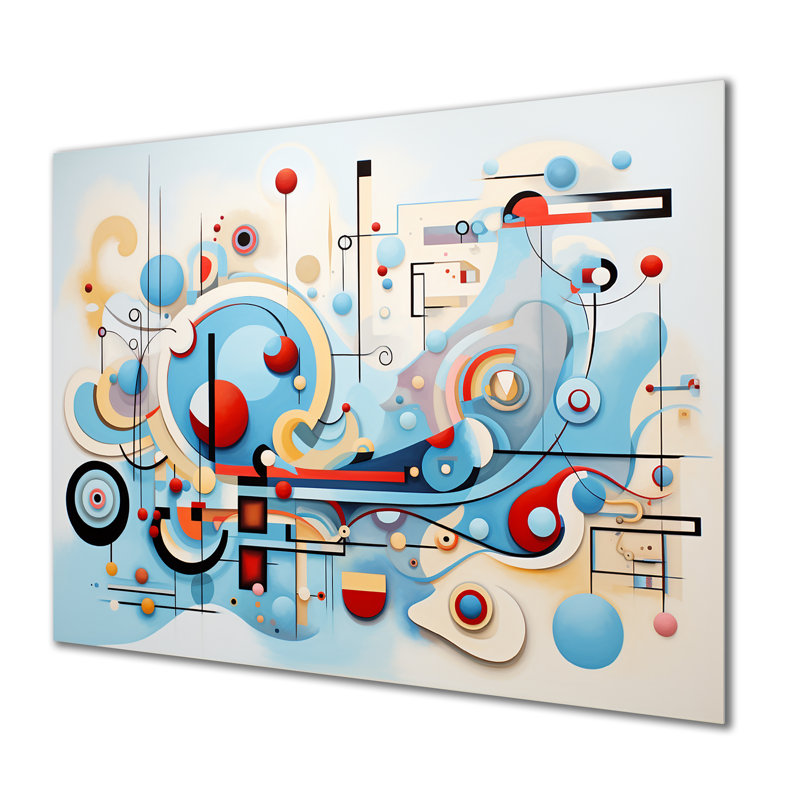 Mid-Century Symphony Blue Jazz I - décoration murale géométrique, Metal, 30" H x 40" W x 1.5" D