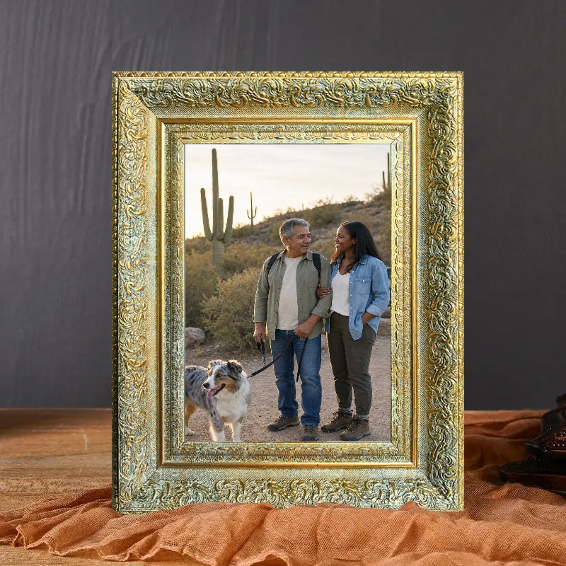 Cadre photo simple antique 1 pi 8 po x 10 po avec support de table et crochets muraux